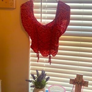 Red floral top L